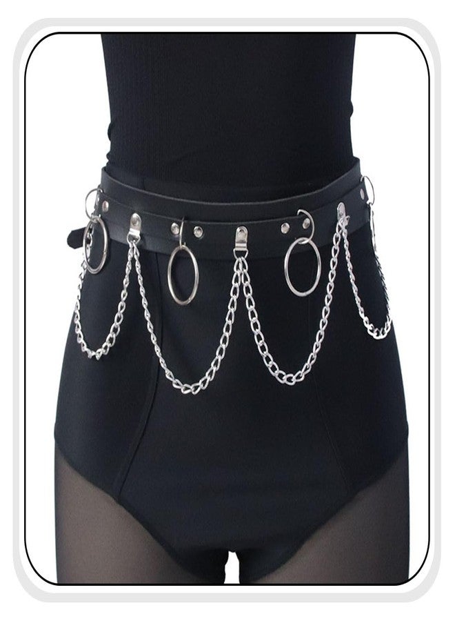 CZMZHFC Punk Gothic Chain Belt for Women, Adjustable Edgy Gothic Waiet Leather Chain Belt for Rave Festival Rock - Image 1
